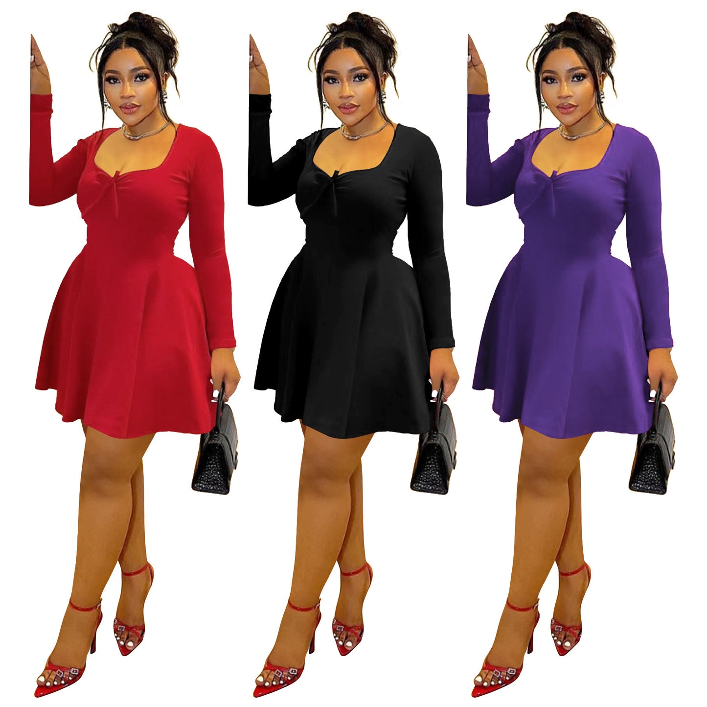 Slim Fit Waist-controlled Slimming Long Sleeve Dress