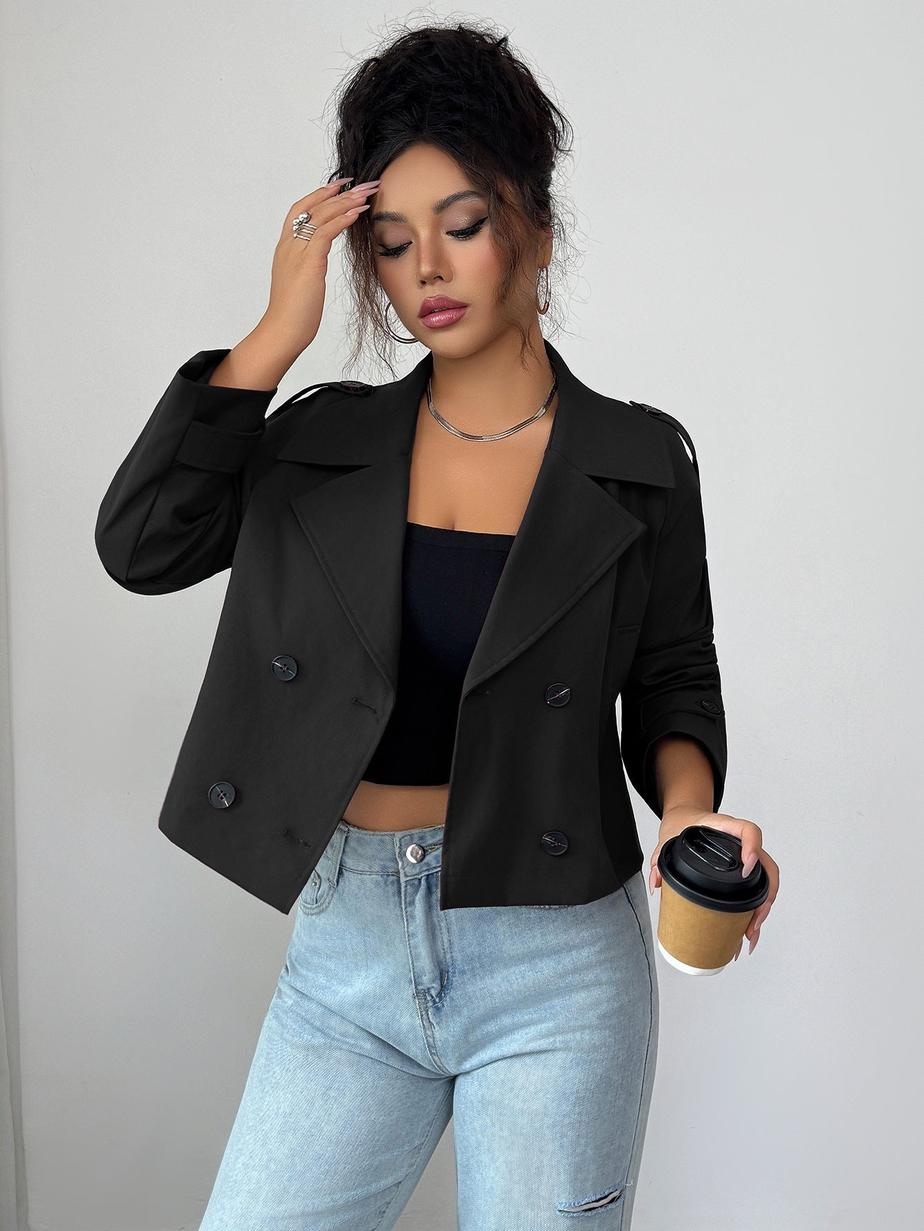 Casual Minimalist Long Sleeve Jacket Vest Coat Women