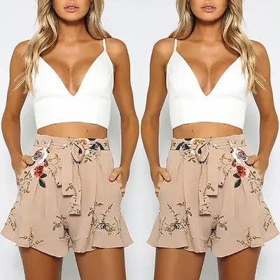 flower female shorts skirt