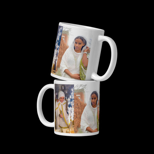 White glossy mug