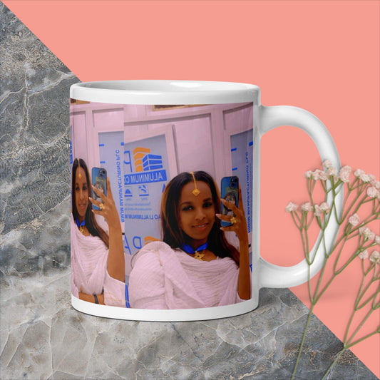 White glossy mug